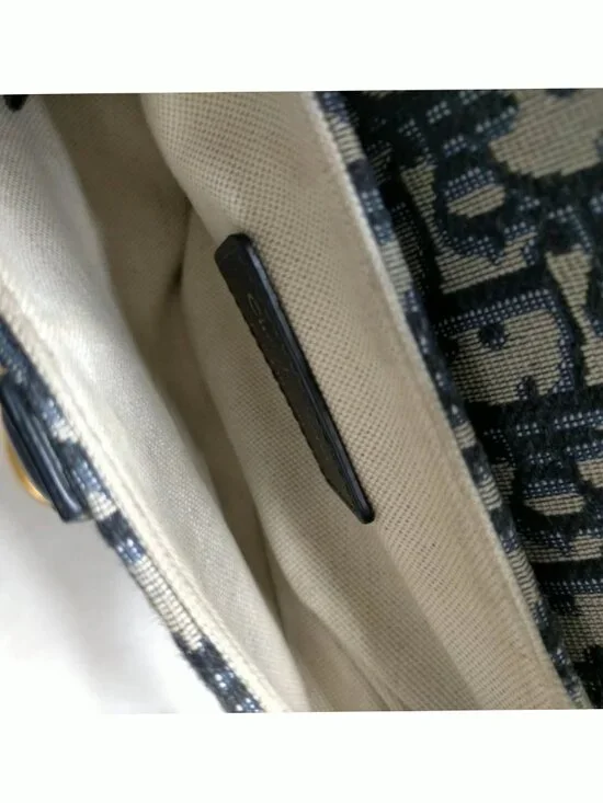 Authentic Dior Saddle Bag Oblique Canvas Navy Blue Shoulder Bag - Picture 12 of 16